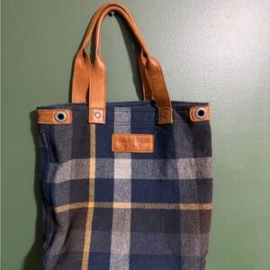 Abercrombie & Fitch Blue and Brown Plaid Tote